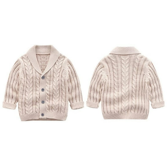 Toddler Boys Sweater Cardigans Button Down Shawl Collar Knitted Jacket Coat for Fall Winter Casual Outerwear (9 Months, Khaki)