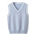 thumbnail image 1 of Toddler Boys Sweater Vest Lightweight Knit Cardigan Kids Casual Wear Fall Winter Layering Clothes Light Blue Size 4-5T, 1 of 4