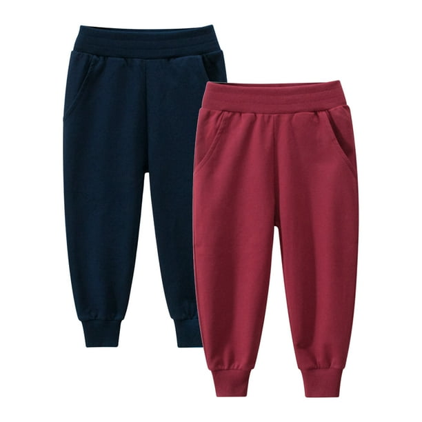 Toddler Boys' Sweatpants Cotton Joggers 2Pack Pull on Blue Wine