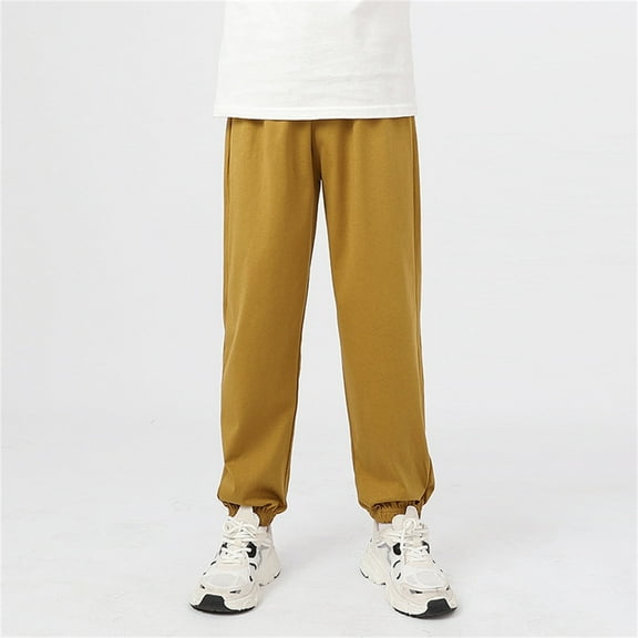 Toddler Boys SweatpantsDrawstring Jogger Sweatpants with Pockets Boys Solid Pants Brown Joggers for Boys Kids Spring Fall Pants 7-8 Years