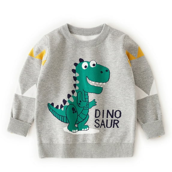 Toddler Boys Sweatshirts 5T Kids Baby Pullover Sweater Knit Dinosaur Print Sweater Coat Kids Fall Winter Clothes 2-3 Years
