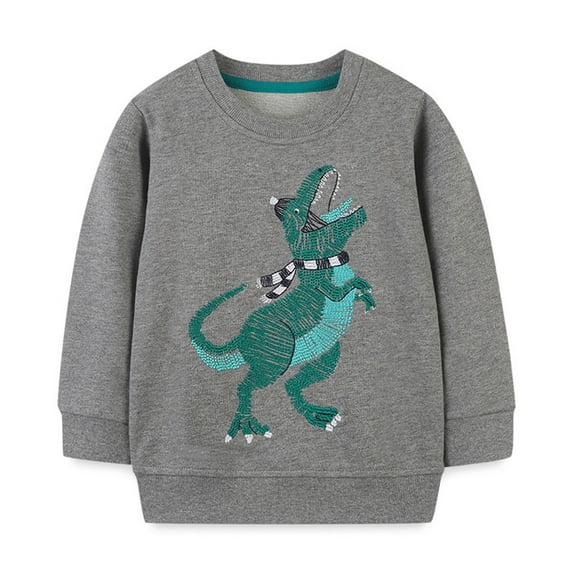Toddler Boys Sweatshirts Cotton Crewneck Cartoon Long Sleeve Pullover Sweatshirts Tops 2-7 Years