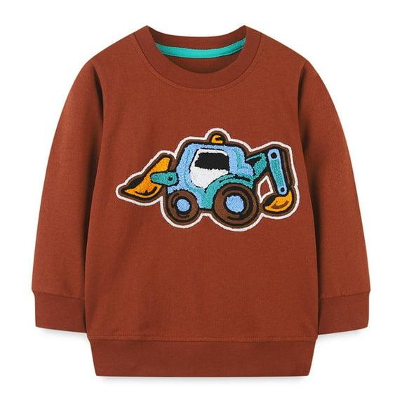 Toddler Boys Sweatshirts Cotton Crewneck Cartoon Long Sleeve Pullover Sweatshirts Tops 2-7 Years