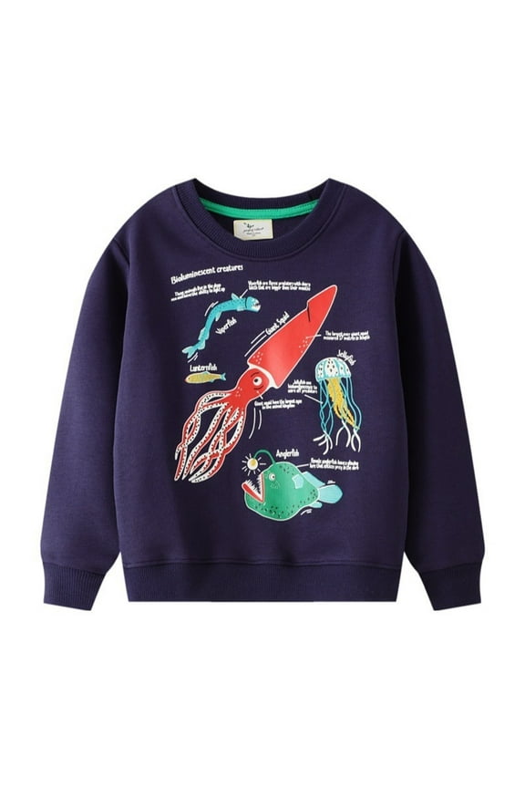 Toddler Boys Sweatshirts Print 2024 New Patterned Long Sleeve Pullover Crewneck Clothes Boys 4t Tops Shirts Clothes for Toddler Boys Baby Boy Jacket Boys 4t 18 Month Jacket Boy Musically Sweats