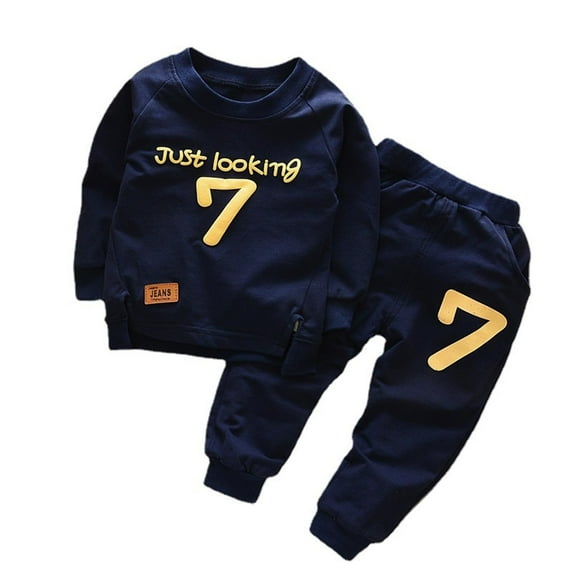 Toddler Boys Sweatsuit Sweatshirt Pullover Tops And Jogger Pants Spring Autumn 2 Piece Clothes Set For Baby Girl Sizes 6M-5T