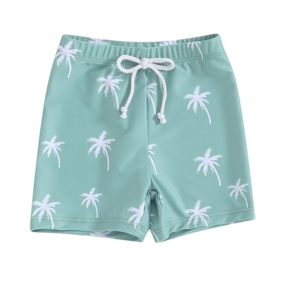 Toddler Boys Swim Trunks Cartoon Print Bathing Suit Summer Swim Shorts Green 2-3 Years