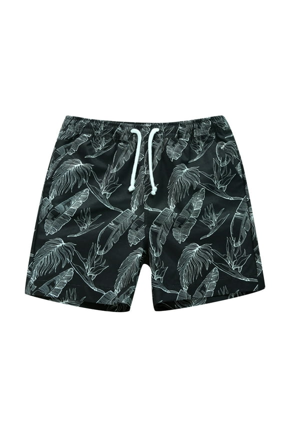 Toddler Boys Swim Trunks Printed Swim Trunks Boys Swimsuits Loose Fit Quick Dry Beach Pants Waterproof Surf Pants Black,3-4T Swimsuit For Boys