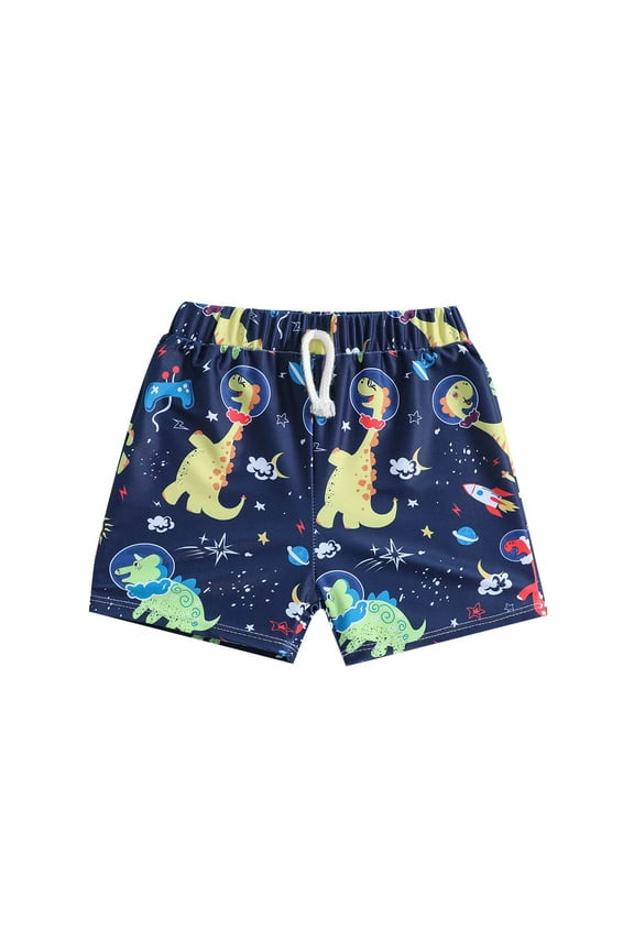 Toddler Boys Swim Trunks Printed Swim Trunks Boys Swimsuits Loose Fit Quick Dry Beach Pants Waterproof Surf Pants Dark Blue,12-18M Swim Jammers Boys