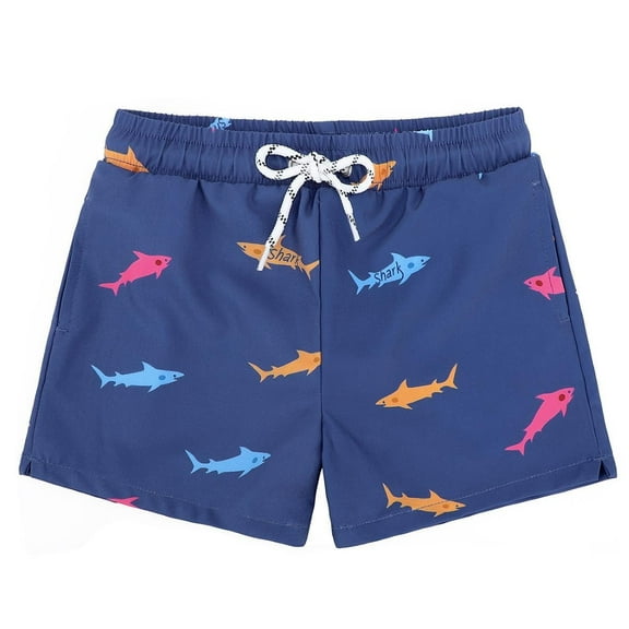 Toddler Boys Swim Trunks Quick Dry Boys Swim Shorts with Mesh Liner Beach Toddler Boys Bathing Suit Blue Shark 3T