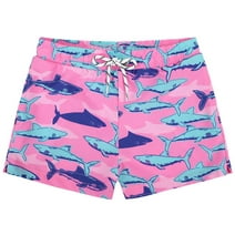Toddler Boys Swim Trunks Quick Dry Boys Swim Shorts with Mesh Liner Beach Boys Bathing Suit Pink Blue Shark 4T