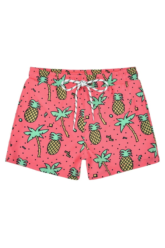 Toddler Boys Swim Trunks Quick Dry Boys Swim Shorts with Mesh Liner Beach Toddler Boys Bathing Suit Pink Pineapple 3T