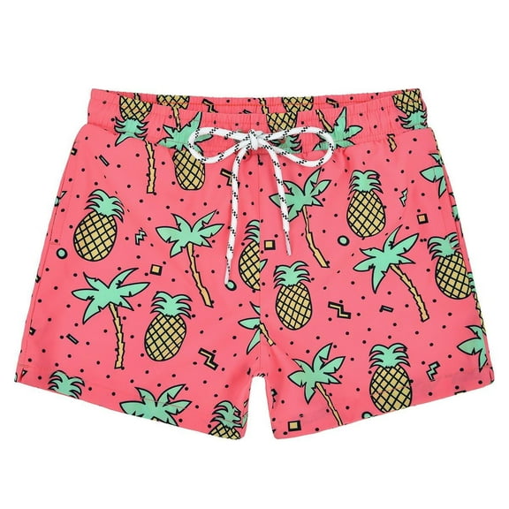 Toddler Boys Swim Trunks Quick Dry Boys Swim Shorts with Mesh Liner Beach Toddler Boys Bathing Suit Pink Pineapple 3T