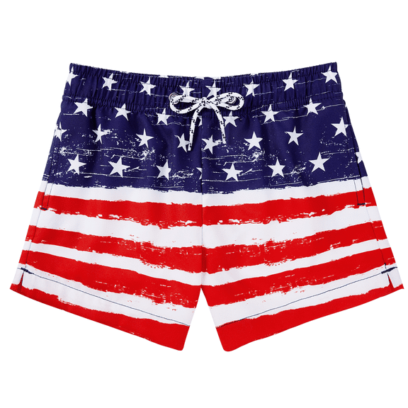 Toddler Boys Swim Trunks Quick Dry Boys Swim Shorts with Mesh Liner Beach Toddler Boys Bathing Suit Flag 3T