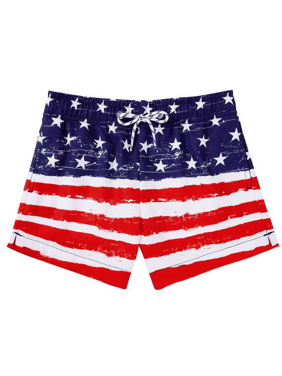 Toddler Boys Swim Trunks Quick Dry Boys Swim Shorts with Mesh Liner Beach Toddler Boys Bathing Suit Flag 6 Years