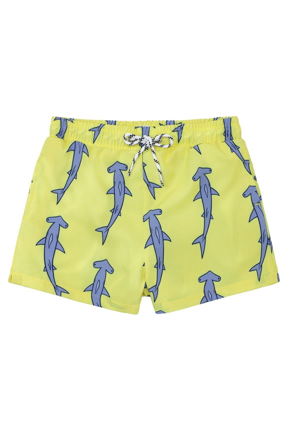 Toddler Boys Swim Trunks Quick Dry Boys Swim Shorts with Mesh Liner Beach Toddler Boys Bathing Suit Yellow Shark 2T