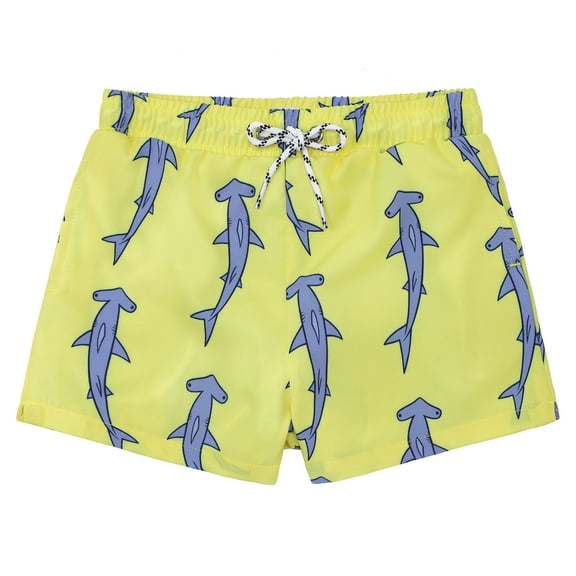 Toddler Boys Swim Trunks Quick Dry Boys Swim Shorts with Mesh Liner Beach Toddler Boys Bathing Suit Yellow Shark 6 Years