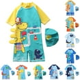 thumbnail image 1 of Toddler Boys Swimsuits One Piece Rash Guard Swimwear Zipper Bathing Suit UPF50+ with Hat Dinosaur Swimsuit Set, 1 of 6