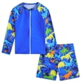thumbnail image 1 of Lanbubble Toddler Boys Swimsuits Trunk Rashguard Long Sleeve Top Shorts 2 Pieces Bathing Suit Swimwear 3-8Y, 1 of 6