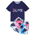 thumbnail image 1 of Toddler Boys Swimsuits Two Piece Short Sleeve Letter Print Summer Hawaii Swimwear Size 5-6T, 1 of 7
