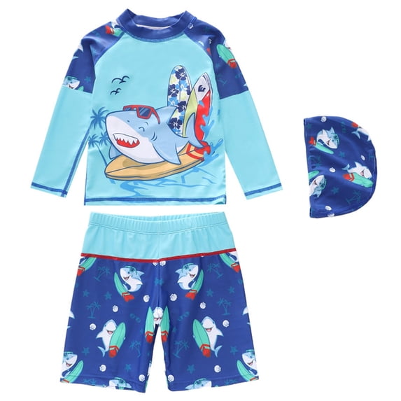 Toddler Boys Swimwear Long Sleeve Rash Guard Swim Trunks Upf 50 Sun Clothes