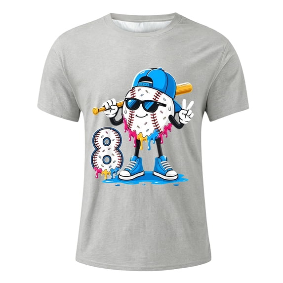 Toddler Boys T-Shirt Baseball Print Graphic Casual Children Stylish Game Day Summer Tee Tops Size 4-5T