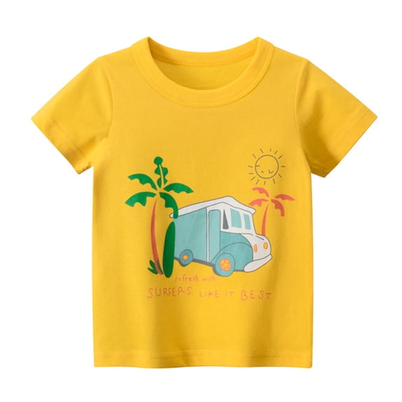 Toddler Boys T-Shirt Cartoon Print Short Sleeve Crewneck Loose T Shirts Kids Tee Tops