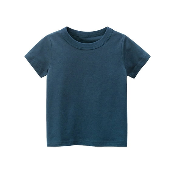 Toddler Boys T-Shirts 3t Short Sleeve Solid Color T Shirt Top Soft Comfy Breathable Boys' Activewear T-Shirts,Dark Blue,6-8 Years