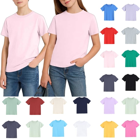 Toddler Boys T-Shirts Cotton Solid Color Boys Shirts Round Neck Short Sleeve T Shirts for Boys Casual Shirts for Boys Shirts Under $10 Size 14-15 Years
