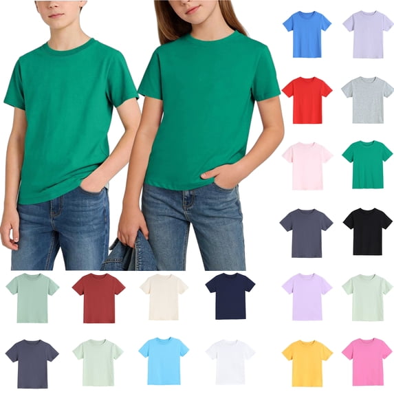 Toddler Boys T-Shirts Cotton Solid Color Boys Shirts Round Neck Short Sleeve T Shirts for Boys Casual Shirts for Boys Shirts Under $10 Size 14-15 Years