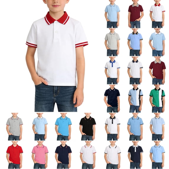 Toddler Boys T-Shirts Cotton Turn-Down Collar Button-Up Shirts for Boys Medium To Large Casual Boys Shirts Comfortable Shirts Under $10 Size 12-13 Years