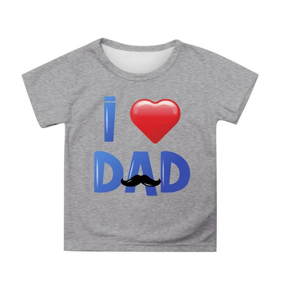 Toddler Boys T-Shirts Father'S Day Love Print Short Sleeve T-Shirt Children Boys Practical Lounging Summer T-Shirts，12 -13 Years