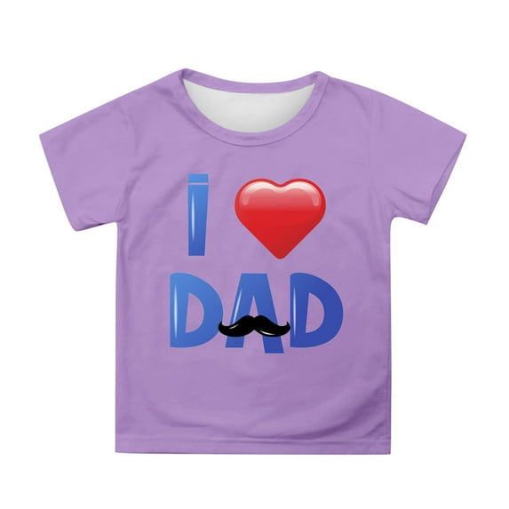 Toddler Boys T-Shirts Father'S Day Love Print Short Sleeve T-Shirt Children Boys Practical Lounging Summer T-Shirts,4 -5 Years