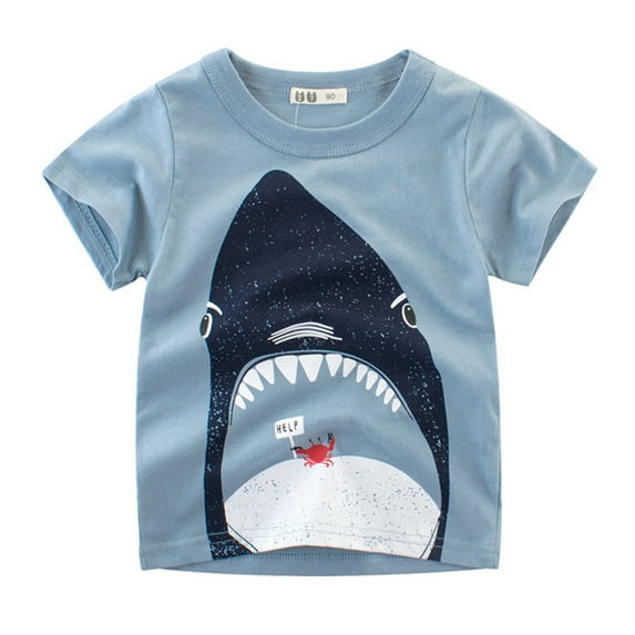 Toddler Boys T Shirts Kids Cartoon Sharks Short Sleeve Crewneck Tee Clothes Tops for Boy Size 1-2T