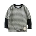 thumbnail image 1 of Toddler Boys T Shirts Kids Girls Striped Sweat Pullover Crew Neck Long Sleeve Activewear Cotton Tops for Boy Size 11-12T, 1 of 4
