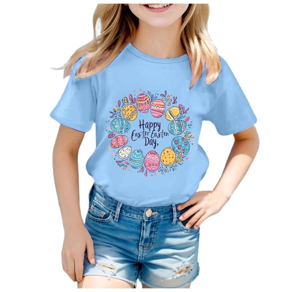 Toddler Boys T Shirts Short Sleeve Easter Outfit Easter Egg Print Summer Tops T Shirts For Girls 5T