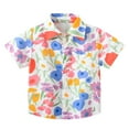 thumbnail image 1 of Toddler Boys T Shirts Short Sleeve Summer Casual Cartoon Prints Gentleman Tops Hawaii Beach Holiday Floral Boy Clothes Size 2-3T,White, 1 of 7