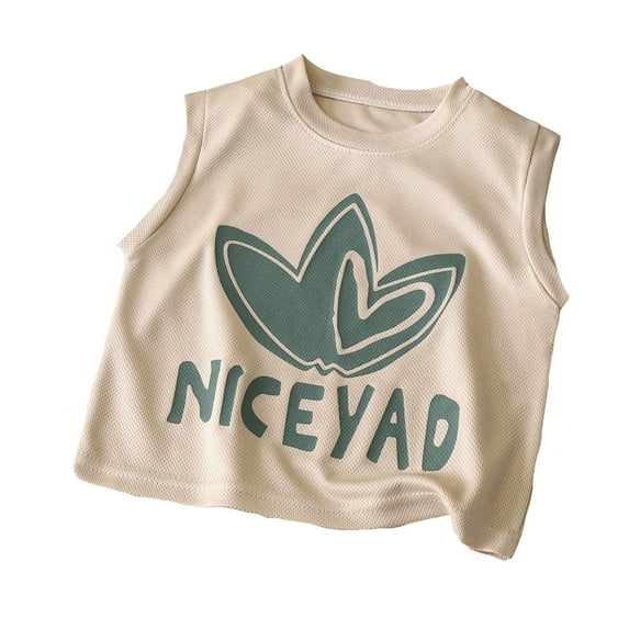 Toddler Boys T-Shirts Summer Round Neck Sleeveless Letter Prints T-Shirt Minimalist Fashion Children Boys T-Shirts,2 -3 Years