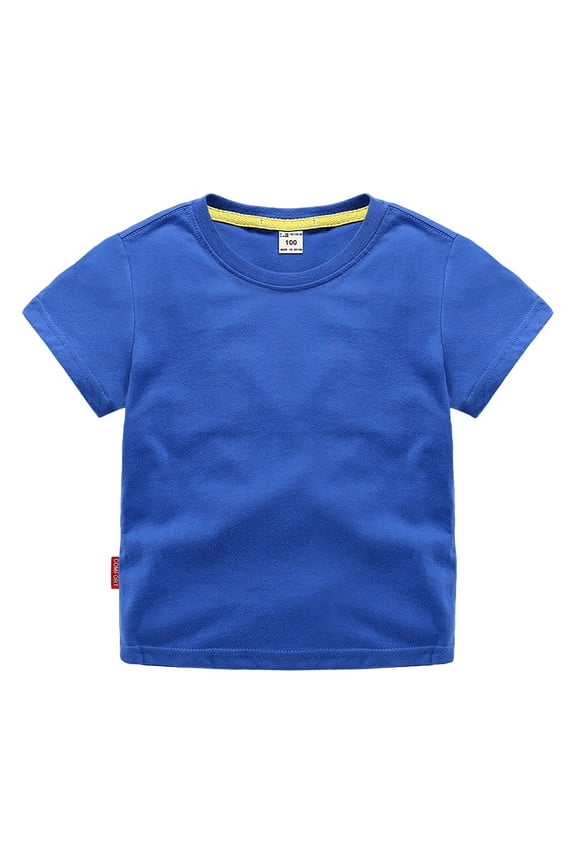 Toddler Boys T-Shirts & Tank Tops Crew Neck Solid Color Cotton Soft Short Sleeve Kids Clothing Tshirts Daily-Wear