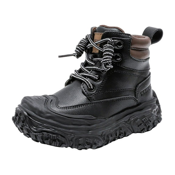 Toddler Boys Thick Sole Non Slip Mid Calf Boots Kids Suede Winter Warm Outdoor Ankle Work Booties