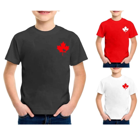 Toddler Boys Tops Canada Day Short Sleeve Summer Crewneck Casual Fit ...