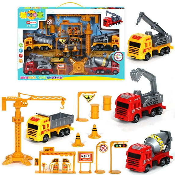 Toddler Boys Toys for 3 4 5 6 Years Old, Construction Truck Vehicle Toy Set with Play Mat, Die-Cast Toy Car Carrier Truck for Boys Kids, Birthday Gifts Toys for 3 4 5 6 7 8+ Year Old Boys