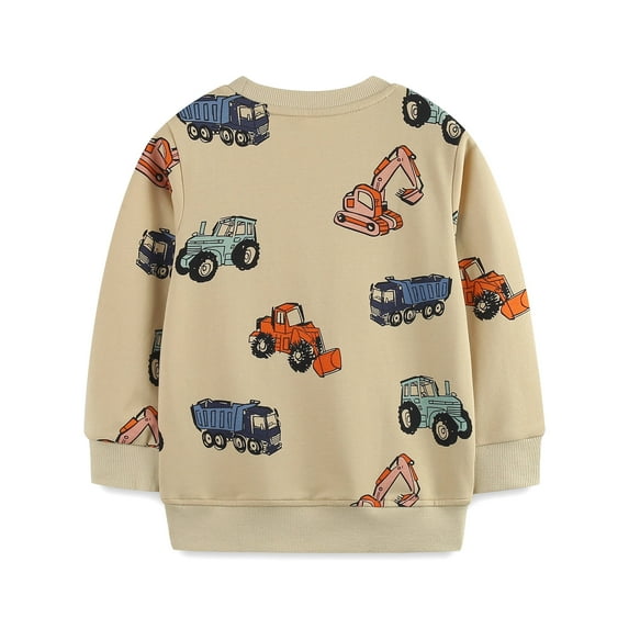 Toddler Boys Truck Crewneck Sweatshirt Cotton Long Sleeve Excavator Shirt 4T (463)