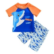 SUNLOUDY Toddler Boys Two Piece Swimsuits Short Sleeve Shark Print Top Shorts Set Swimwear 6M 12M 1T 2T 3T 4T 5T