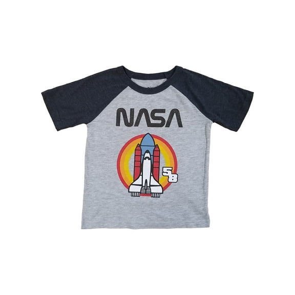 Toddler Boys Two Toned Gray Nasa Rocket 58 T-Shirt Tee Shirt 2T