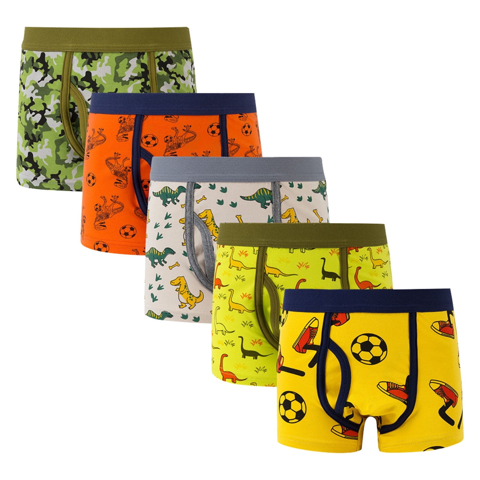Toddler Boys Underwear 6-7 Years 5Pcs Big Kids Flat Horn Dinosaur Cartoon Multi Piece Combo Set Panties Training Pants