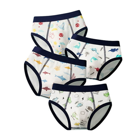 Toddler Boys Underwear Baby Boys Cartoon Shark Car Prints Briefs Kids Cotton Breathable Underwear Trunks 4Pcs Boys Boxer Briefs Navy 2 years-3 years
