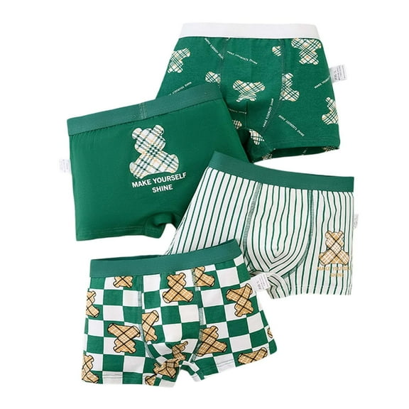 Toddler Boys Underwear Toddler Baby Boys Breathable Lightweight Underwear Cartoon Print Stretchable Fabric Cotton Boxer Briefs Toddler Underwear Green 3 Years-4 Years