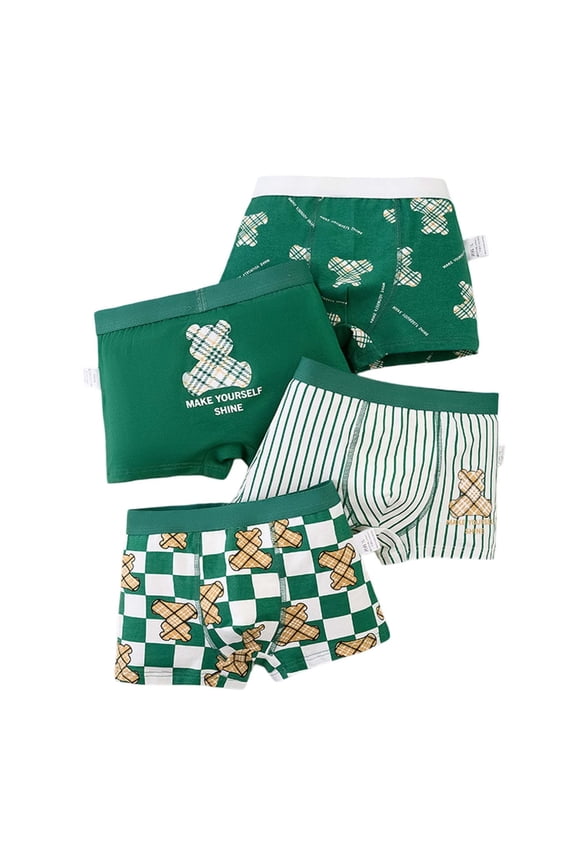 Toddler Boys Underwear Toddler Baby Boys Breathable Lightweight Underwear Cartoon Print Stretchable Fabric Cotton Boxer Briefs Toddler Underwear Green 3 Years-4 Years
