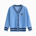 thumbnail image 1 of Toddler Boys V-Neck Button-Up Cardigan Sweater, Contrast Hem Knit Coat, School Casual Outwear 4-5 Years, 1 of 5