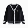 thumbnail image 1 of Toddler Boys V-Neck Button-Up Cardigan Sweater, Contrast Hem Knit Coat, School Casual Outwear 5-7 Years, 1 of 5